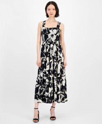 Women's Floral-Print Smocked Midi Dress Product Image