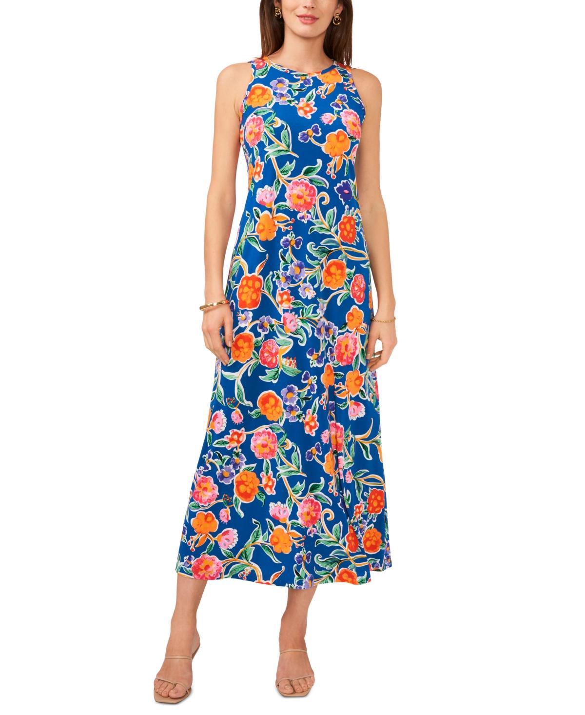 Women's Floral Back Keyhole Sleeveless Dress Product Image