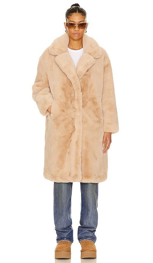 BLANKNYC Faux Fur Coat in Beige. Product Image