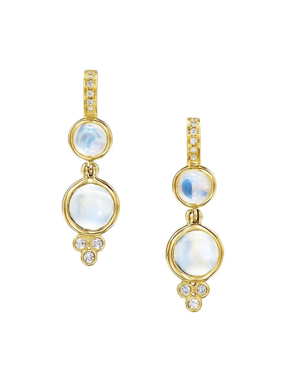 Womens Celestial Lunar 18K Yellow Gold, Blue Moonstone & 0.14 TCW Diamond Double-Drop Earrings Product Image