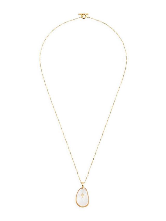 Womens Pebble 20K-Gold-Plated, Rock Crystal Quartz & Cubic Zirconia Pendant Necklace Product Image