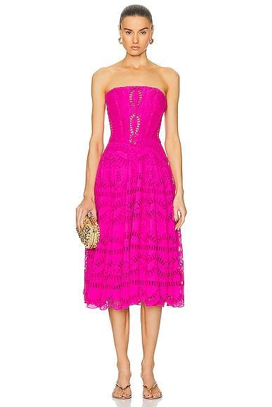 Charo Ruiz Ibiza Galik Midi Dress in Fuchsia Product Image