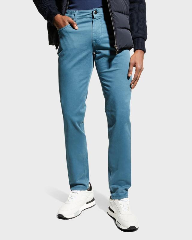 Corneliani Men's 5-Pocket Stretch Pants  - SEA FOAM - Size: 52/36 Product Image