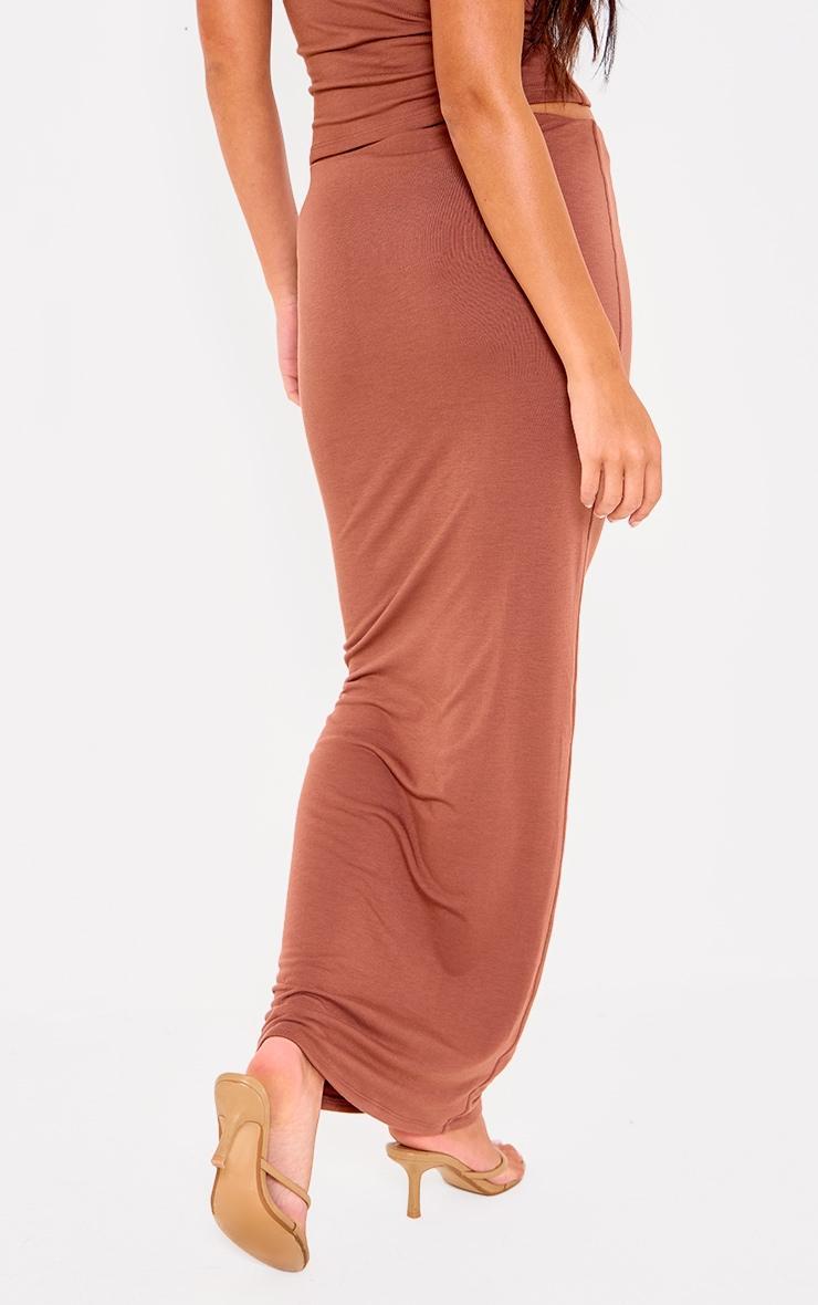 Chocolate Double Contour Jersey Low Rise Maxi Skirt Product Image