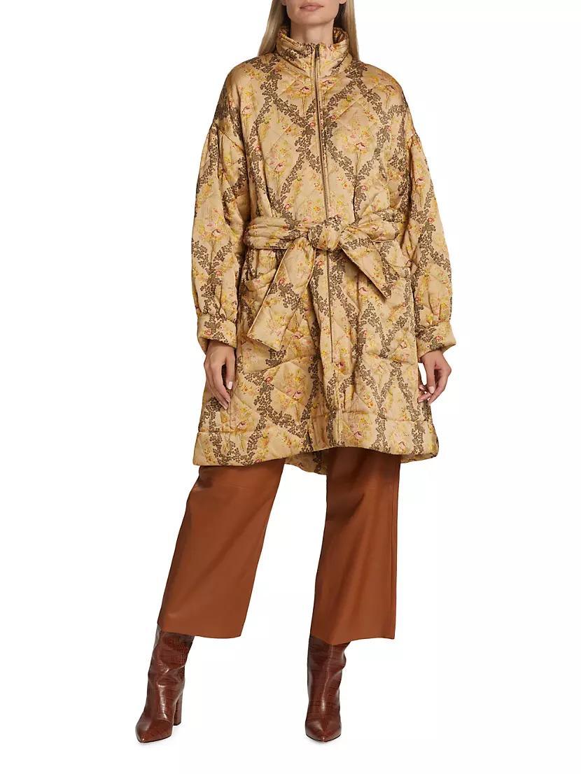 Quilted Satin Belted Coat Product Image