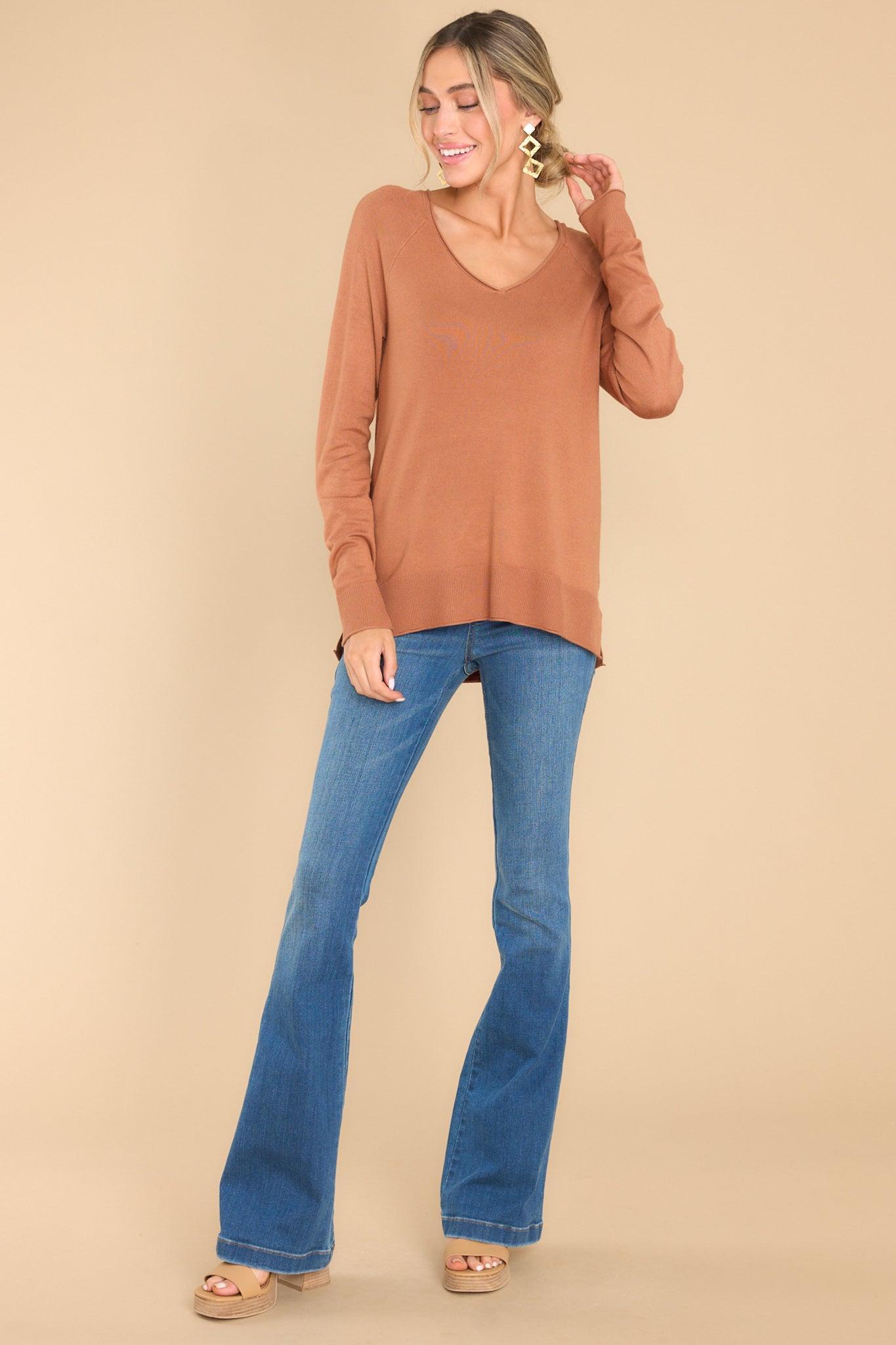 Traveling Far Caramel Sweater Brown Product Image