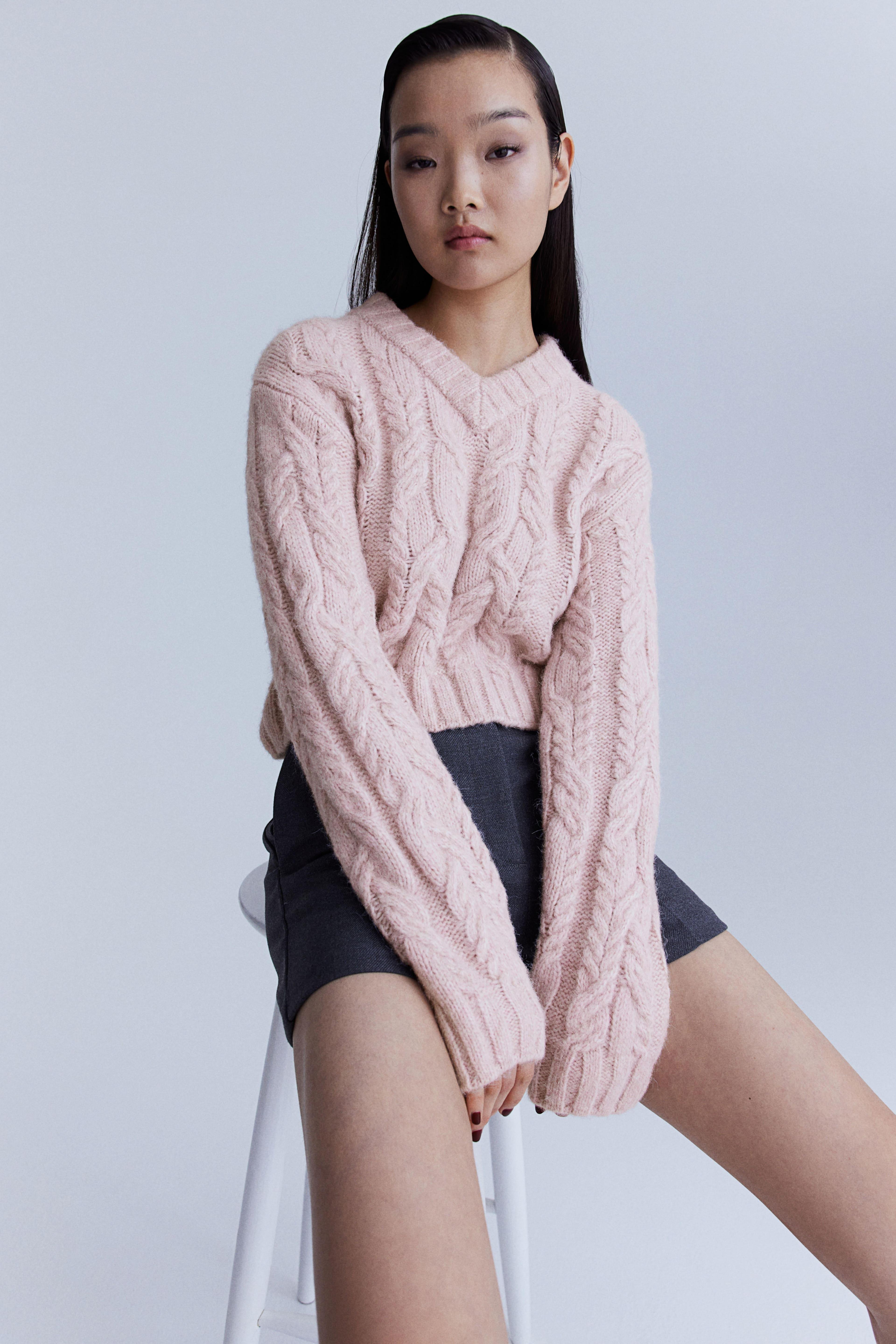 V-Neck Cable-Knit Sweater product image