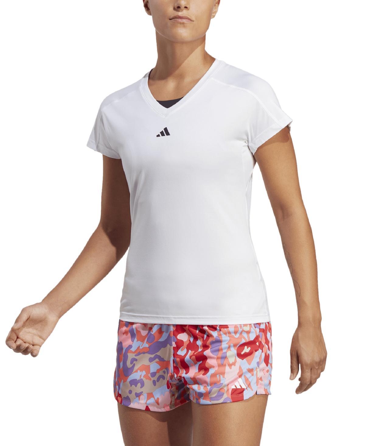 adidas Aeroready Train Essentials Minimal Branding V-Neck T-Shirt (Wonder Orchid) Women's Clothing Product Image