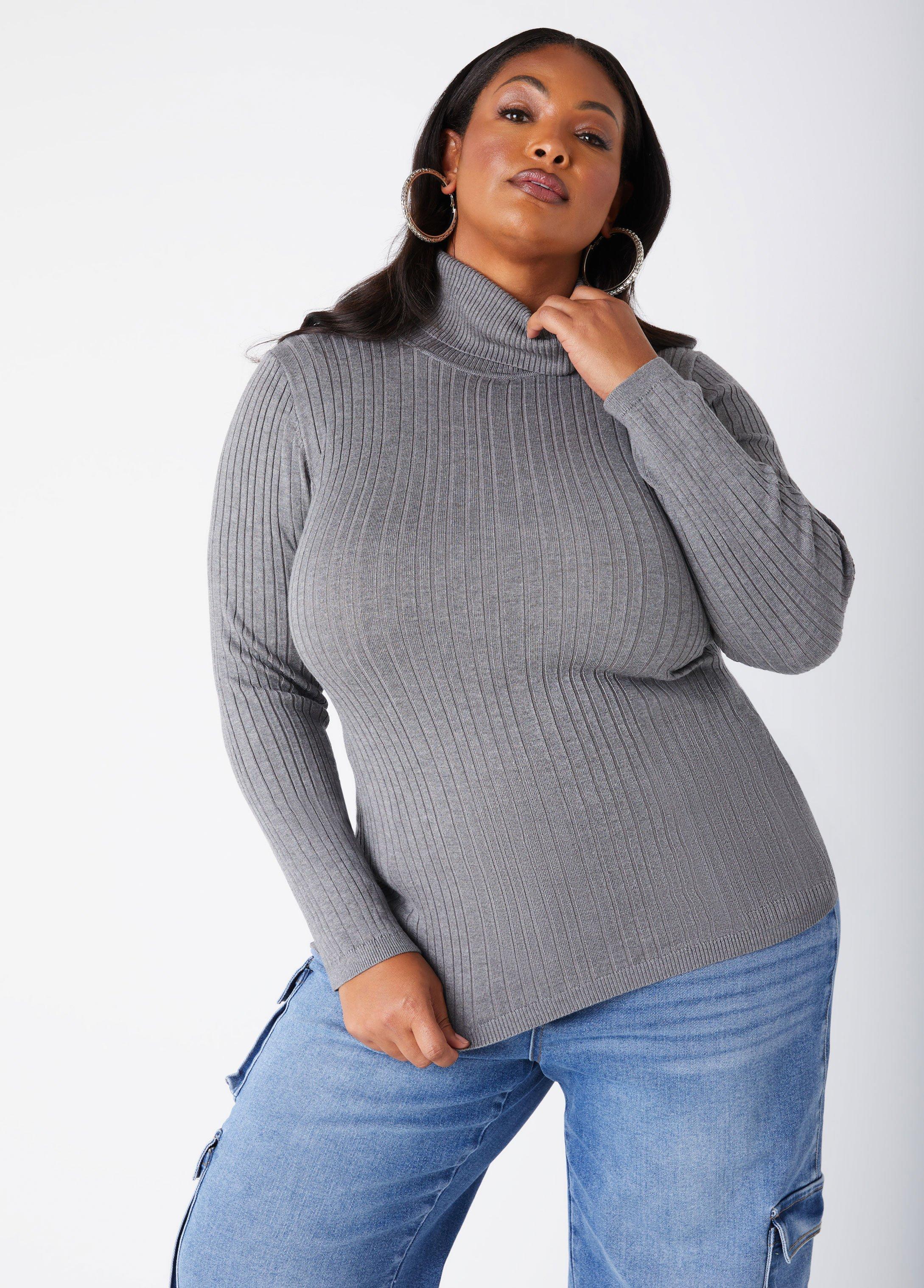 Plus Size Ribbed Turtleneck Pullover Sweater Ashley Stewart Product Image