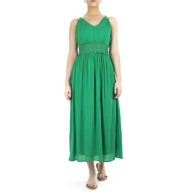 Womens Nina Leonard Crochet Trim Maxi Dress Product Image