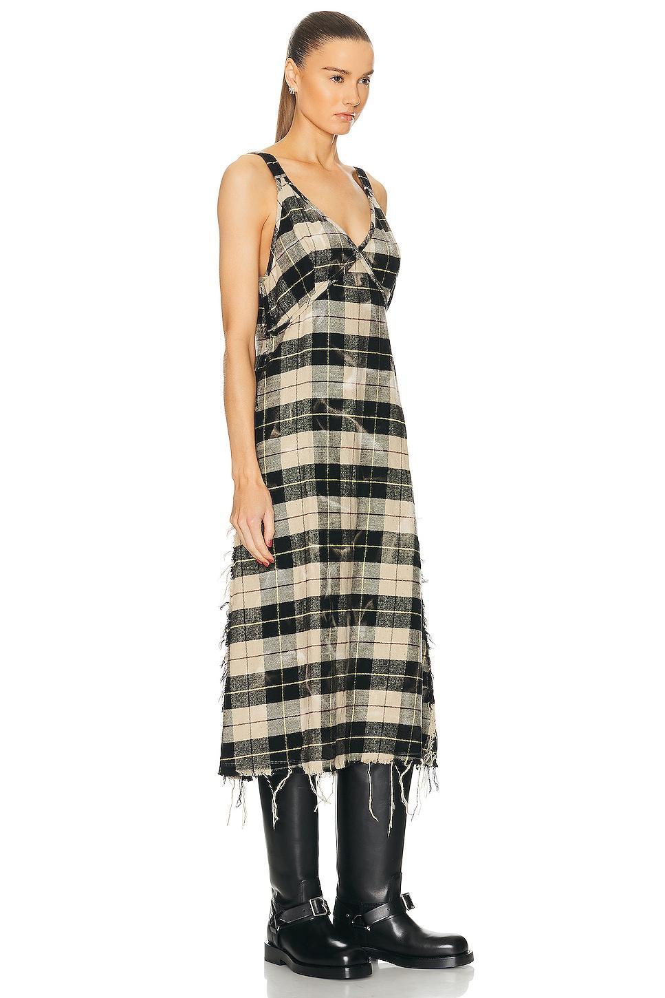 R13 Grunge Plaid Raw Hem Cotton Flannel Slipdress Product Image