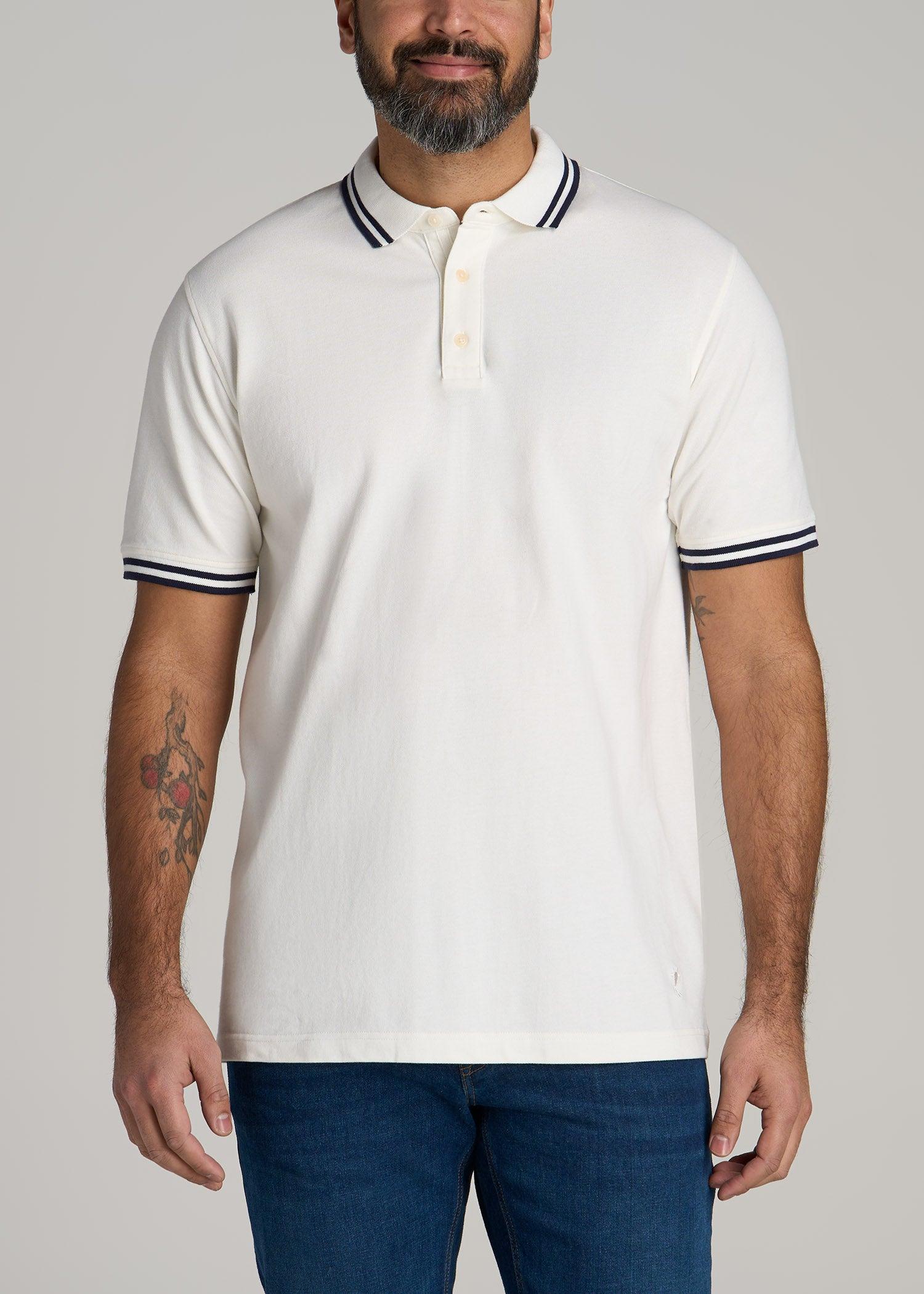 Contrast Tipped Polo Men's in Ecru Male Product Image