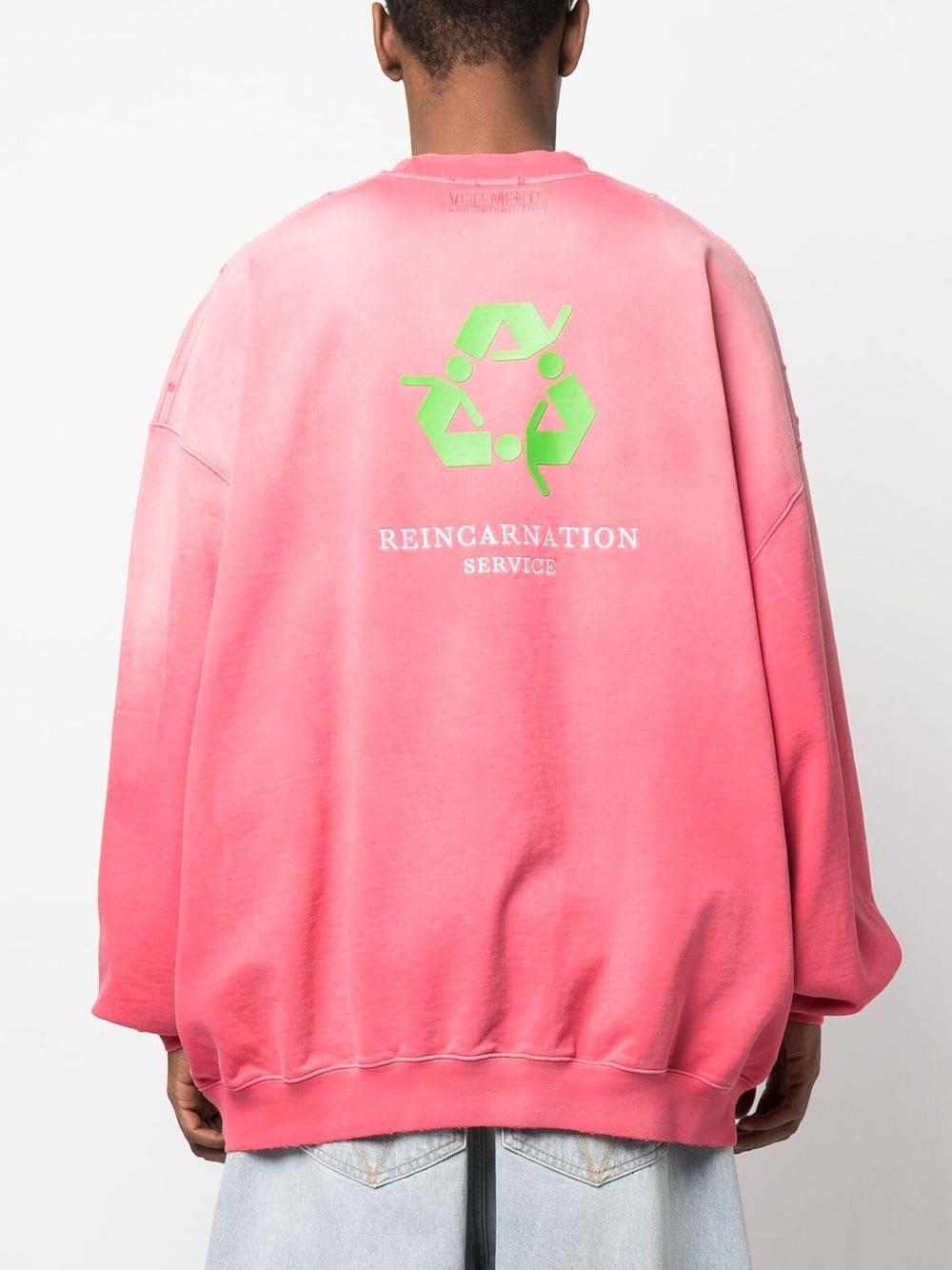 Slogan-embroidery Cotton Sweatshirt In Washed Pink Product Image