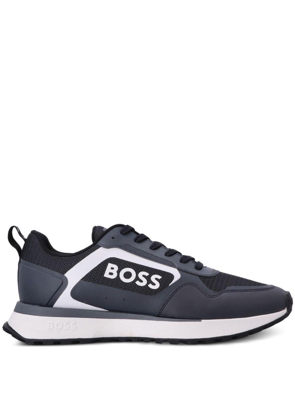 HUGO BOSS Logo-print Mesh Sneakers In Blue Product Image