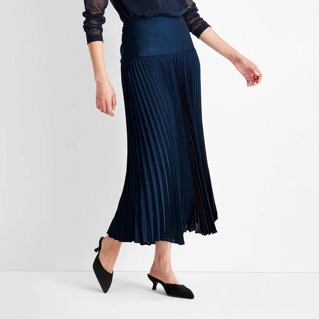 Womens Drop Waist Pleated Ankle Skirt - Future Collective Navy Blue XXS Product Image