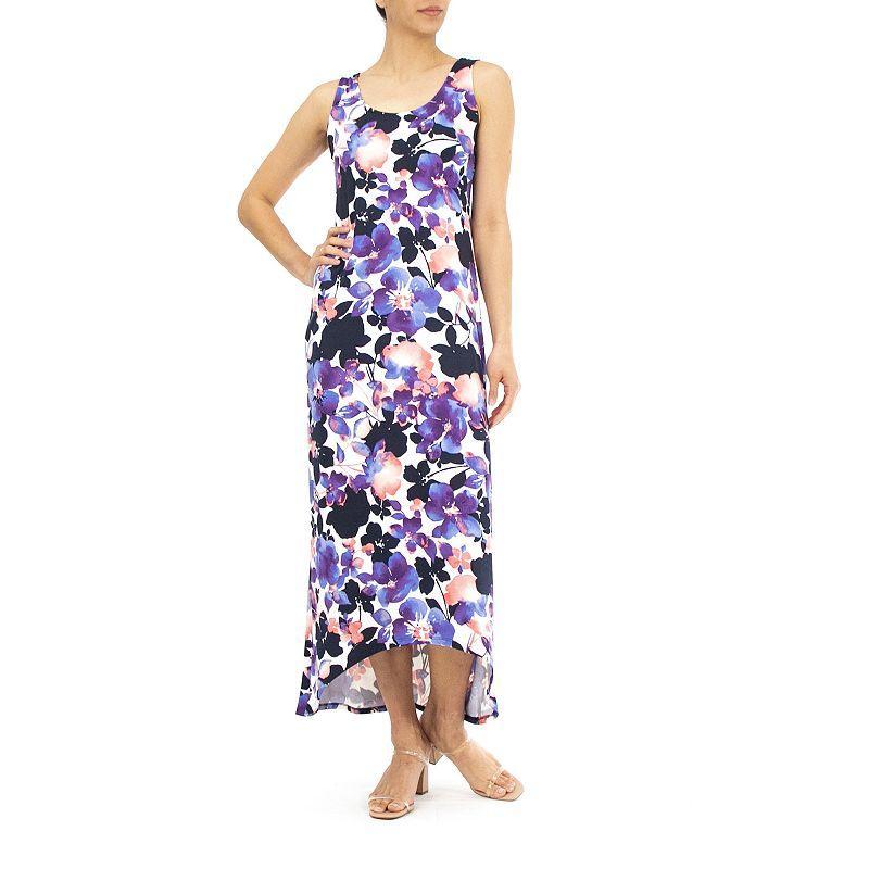 Womens Nina Leonard Bar-Back Print Maxi Dress Blue Team Product Image