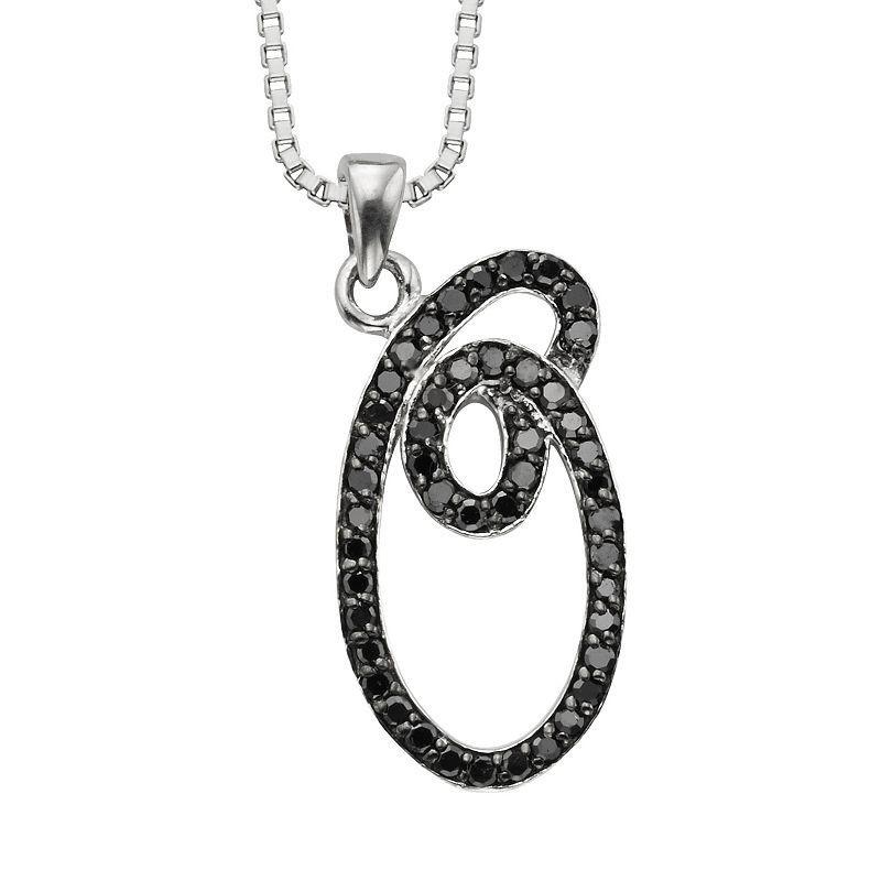 Jewelexcess Sterling Silver 1/4-ct. T.W. Black Diamond Initial Pendant, Womens Product Image