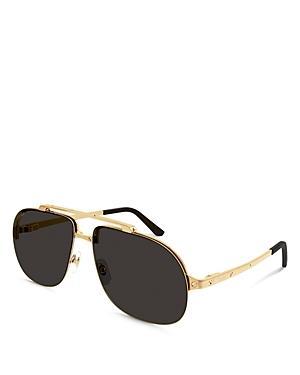 Cartier Santos Evolution 24K Gold Plated Navigator Sunglasses, 62mm Product Image