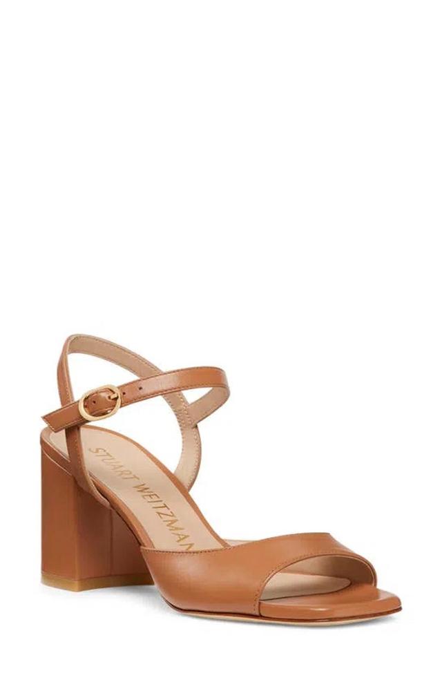 Tia Calfskin Ankle-strap Sandals In Tan Product Image