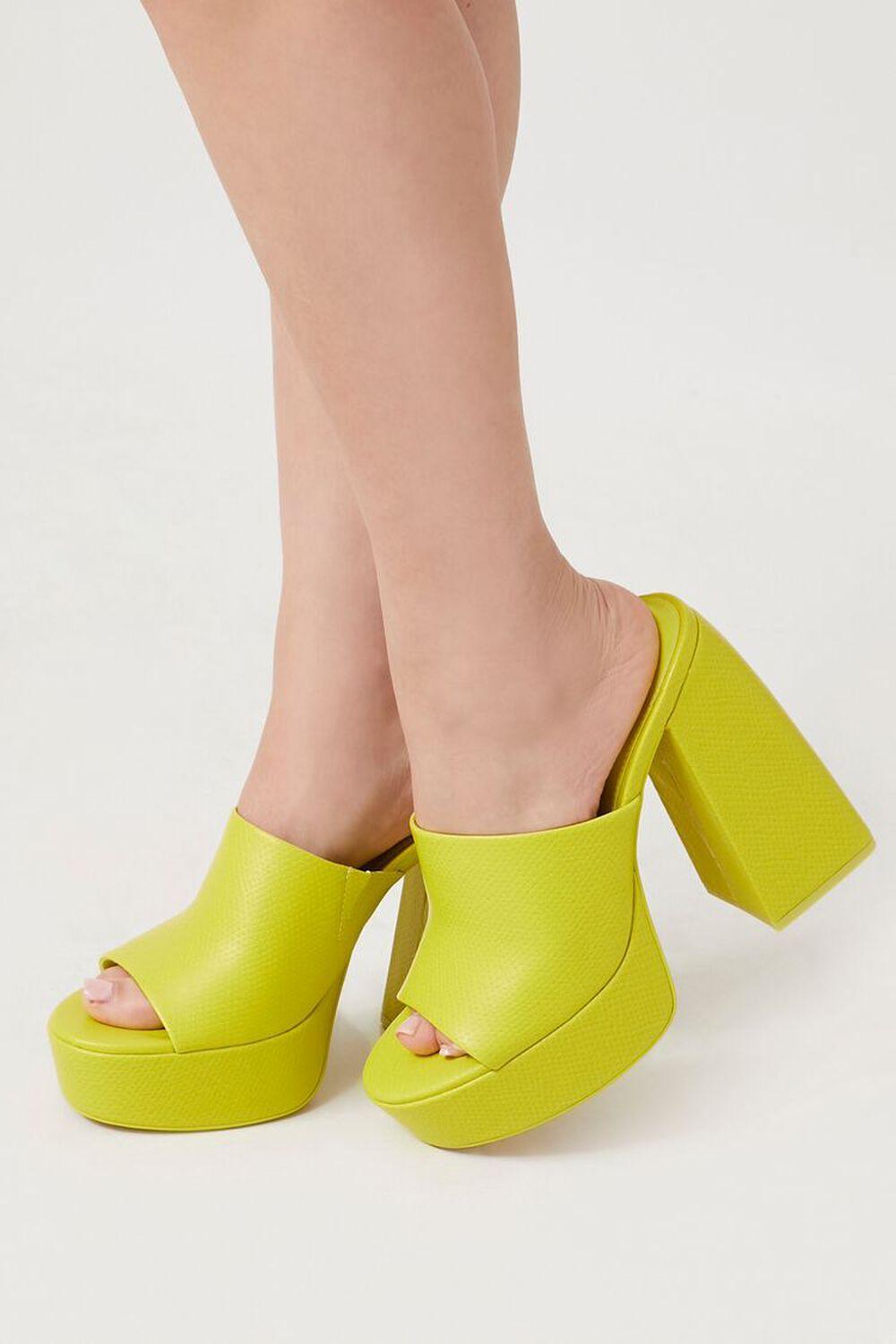 Faux Snakeskin Platform Block Heels | Forever 21 product image