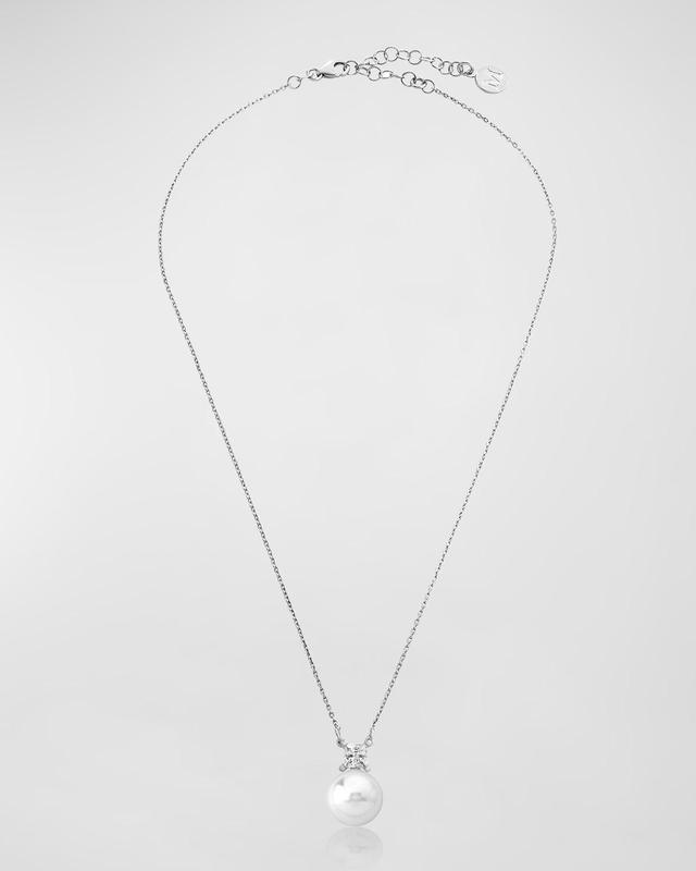 Womens Selene Rhodium-Plated, Lab-Grown Pearl & Cubic Zirconia Pendant Necklace Product Image