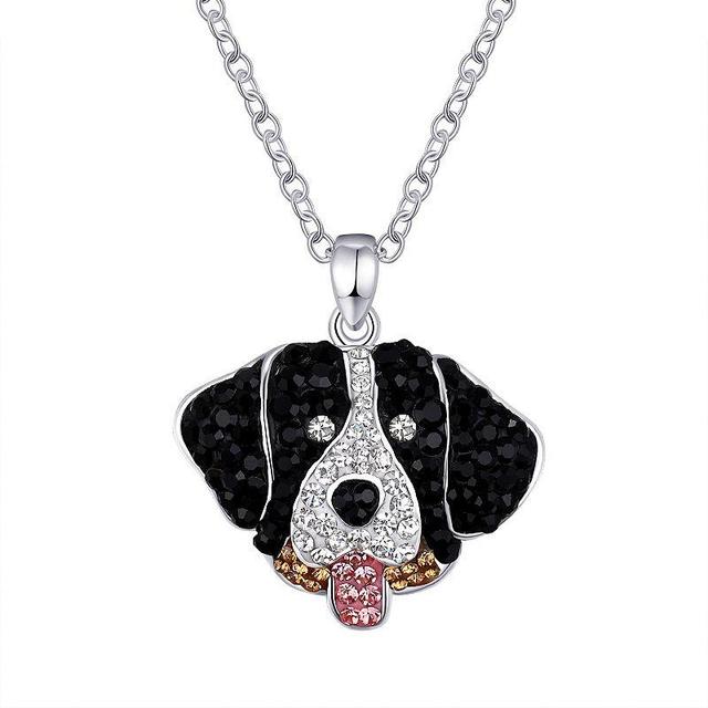 Crystal Collective Silver-Plated Crystal Bernese Mountain Dog Pendant Necklace, Womens Silver Tone Brown Product Image