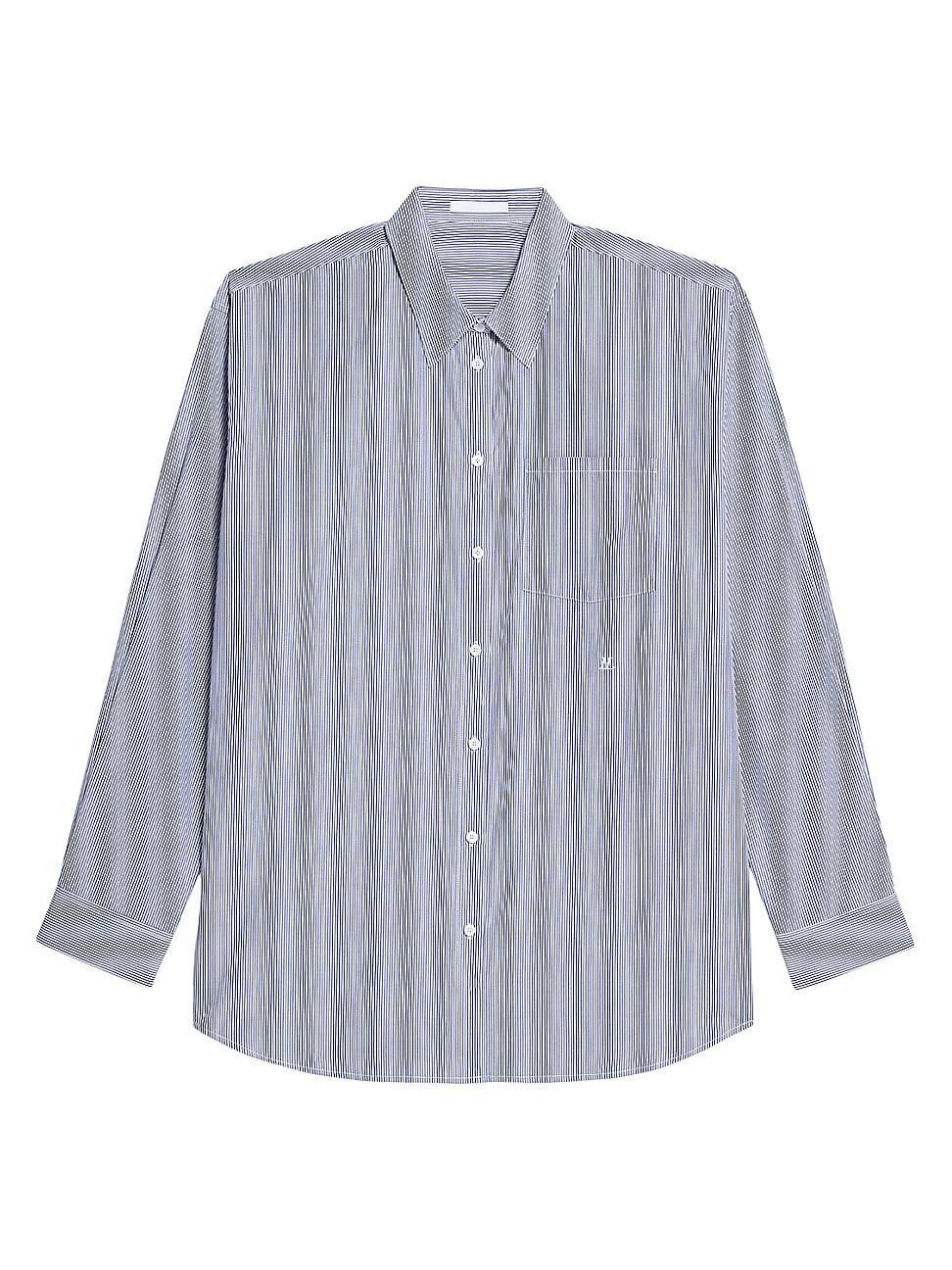 Womens Pinstripe Cotton Oversized Shirt Product Image