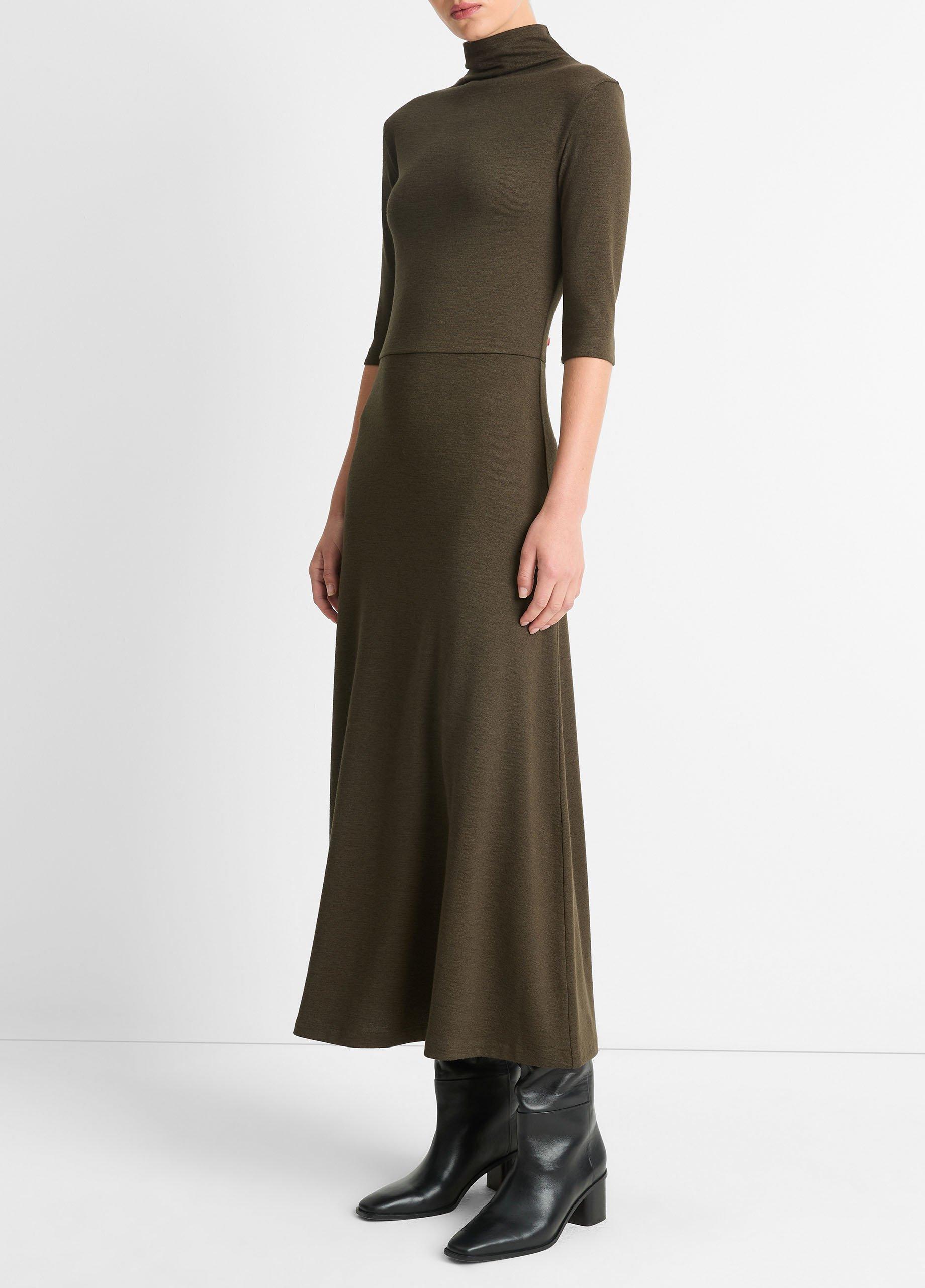 Elbow-Sleeve Turtleneck Dress Product Image