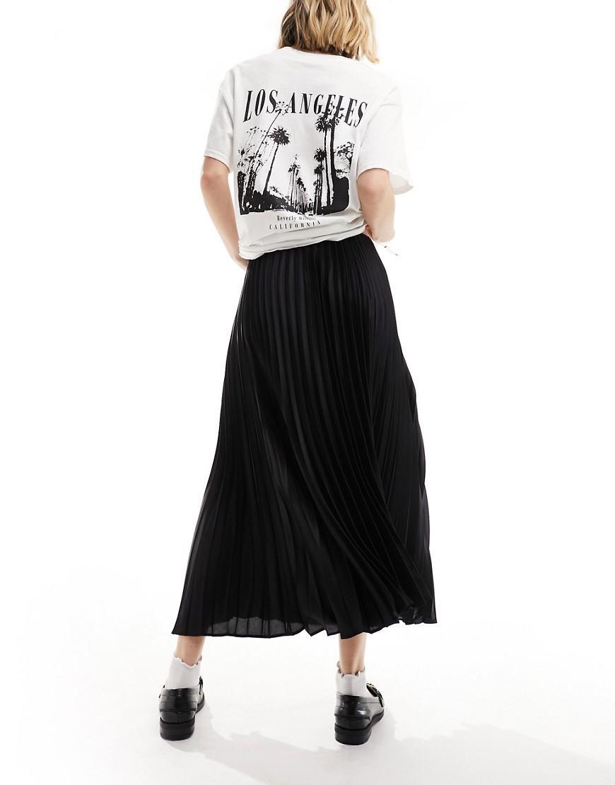 MANGO - Pleated midi skirt blackWomen Product Image