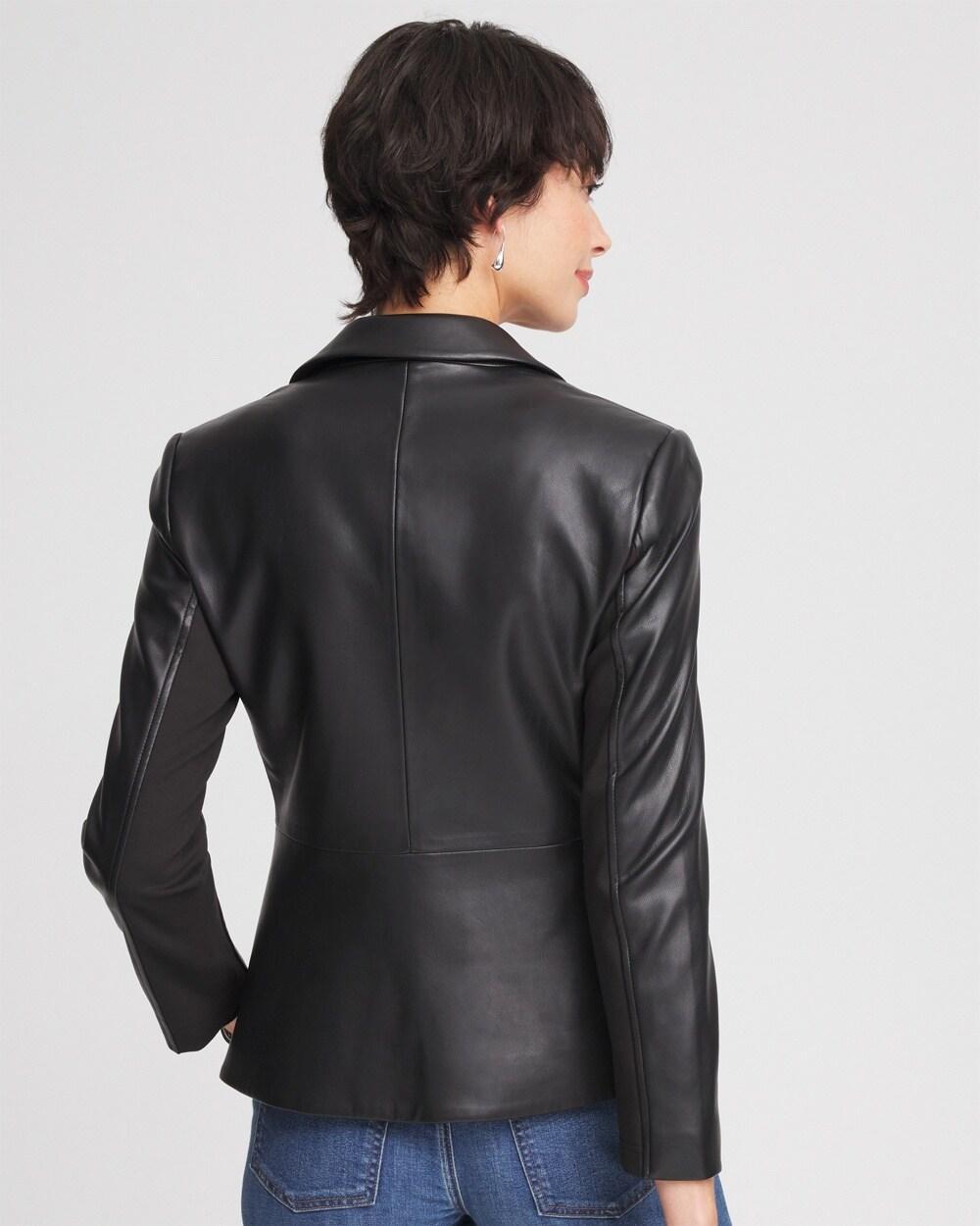 Faux Leather Peplum Blazer Product Image