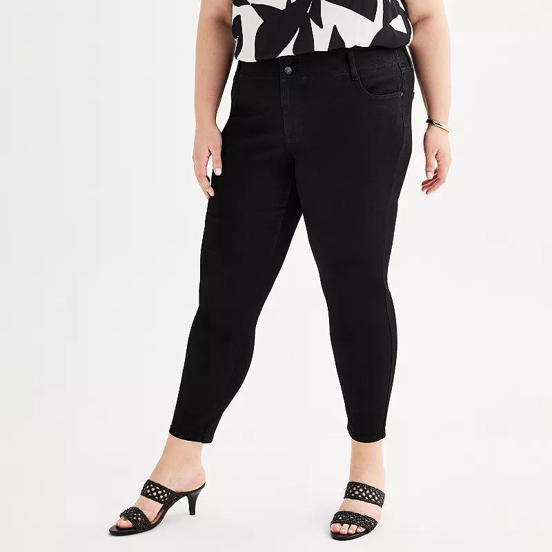 Plus Size Nine West Mid Rise Tummy Control Skinny Jeans, Womens Product Image