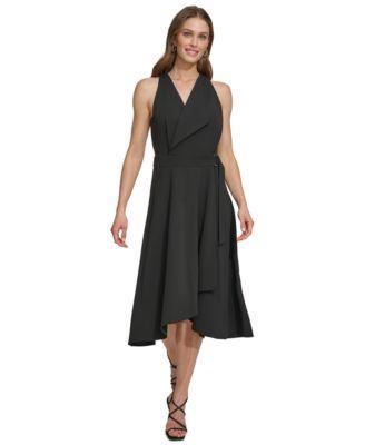 Women's V-Neck Belted Sleeveless A-Line Dress Product Image