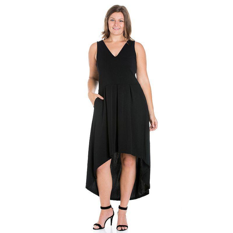 Plus Size 24seven Comfort Apparel High-Low Party Dress with Pockets, Womens Product Image