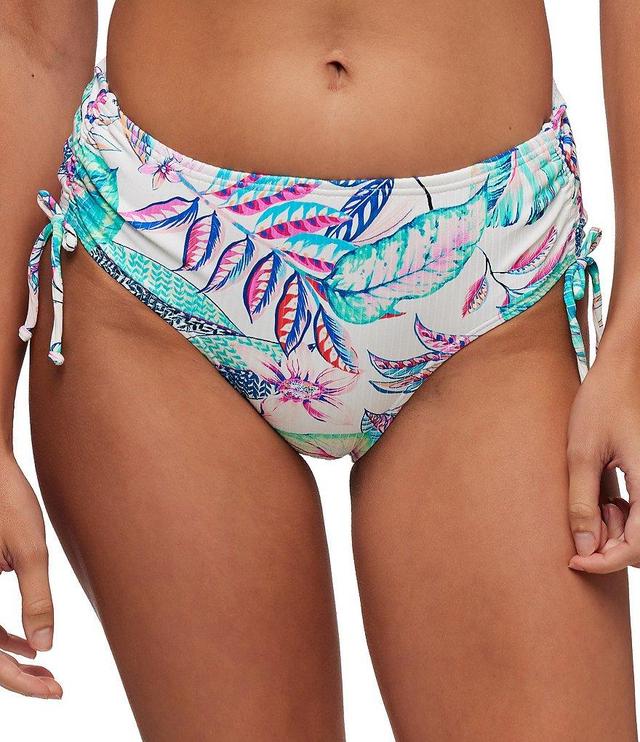 NEXT by Athena Siesta Key Tropical Floral Print Tie Side Cinch Mid Rise Hipster Swim Bottom Product Image