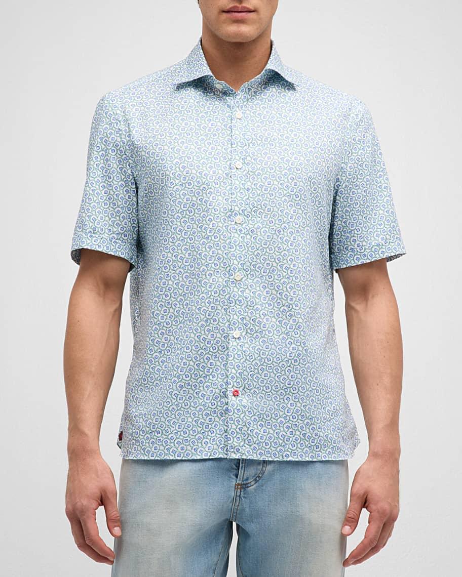 Men's Cotton Circle-Print Short-Sleeve Shirt Product Image