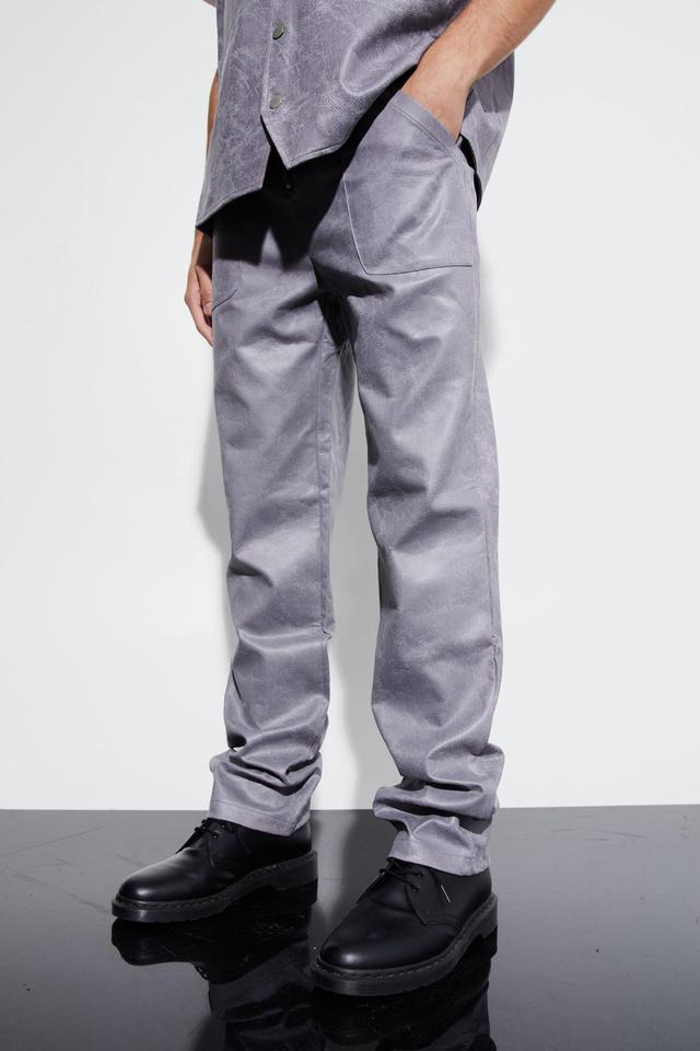 Vintage Pu Straight Leg Zip Suit Pants | boohooMAN USA Product Image