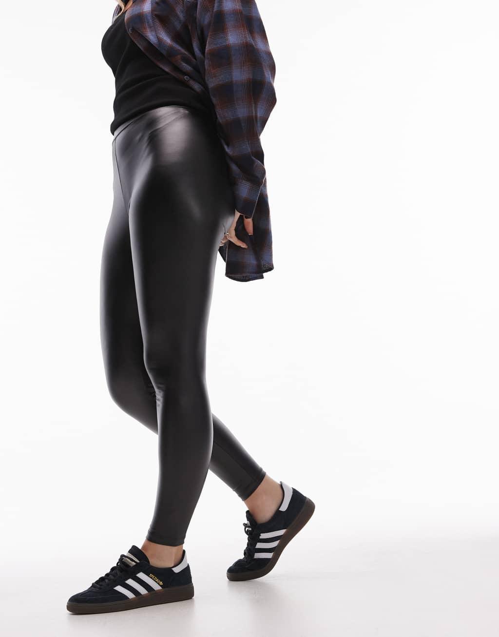 Topshop Hourglass faux leather legging in black Product Image