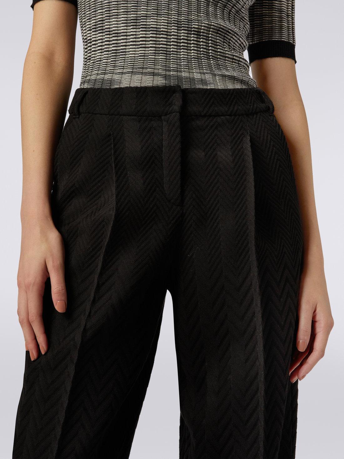 Classic trousers with raschel chevron design Black | Missoni Product Image