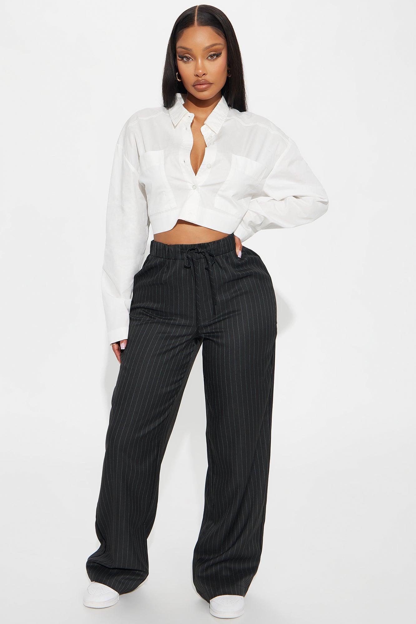 Office Mood Pinstripe Trouser - Black Product Image