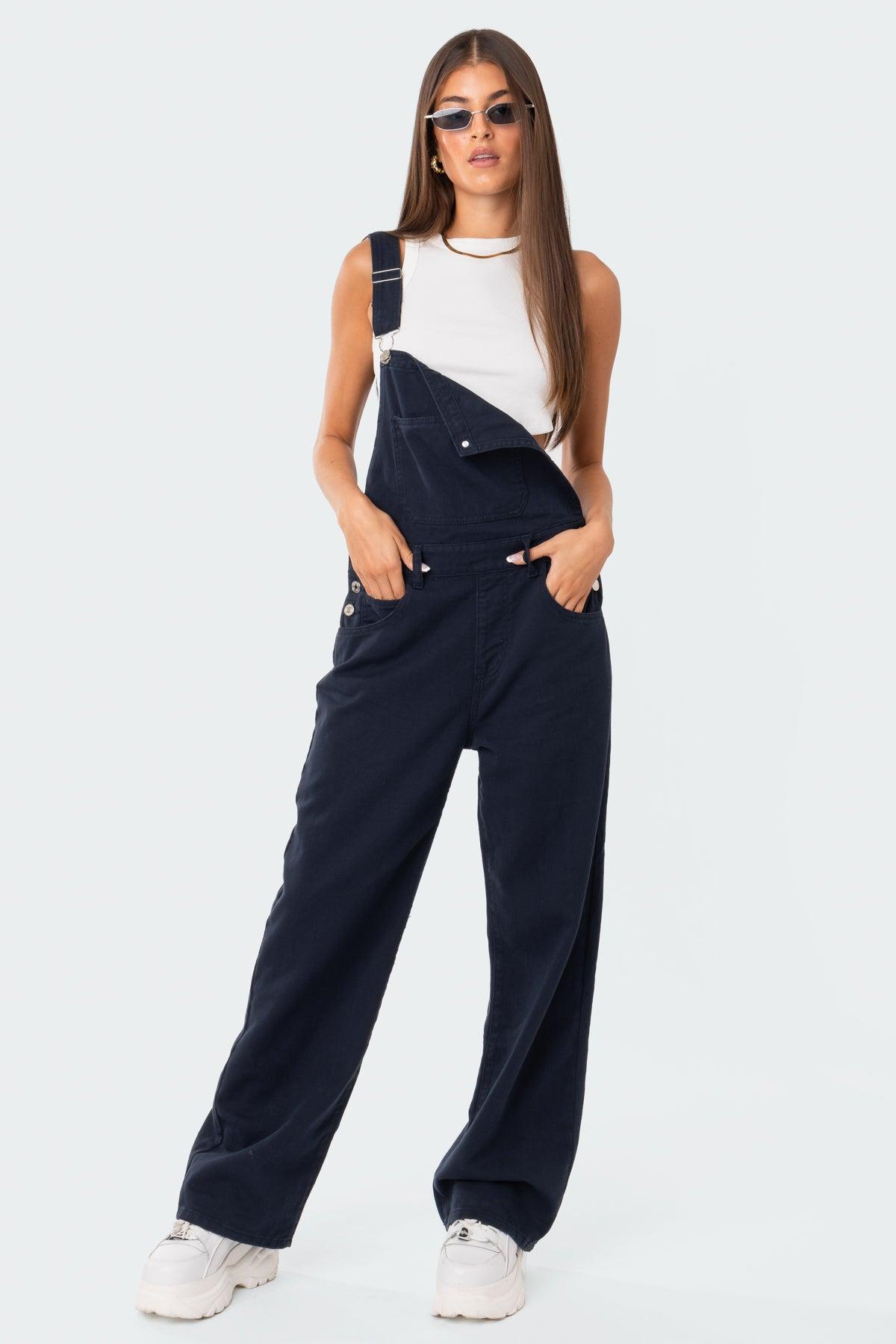 Sk8Ter Wide Leg Denim Overalls Product Image