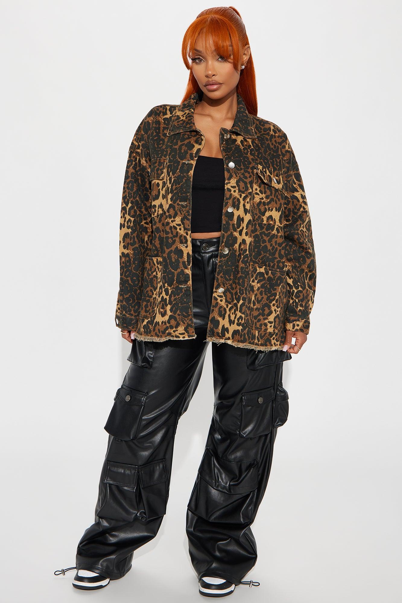 Wild For You Leopard Denim Shacket - Brown/combo Product Image