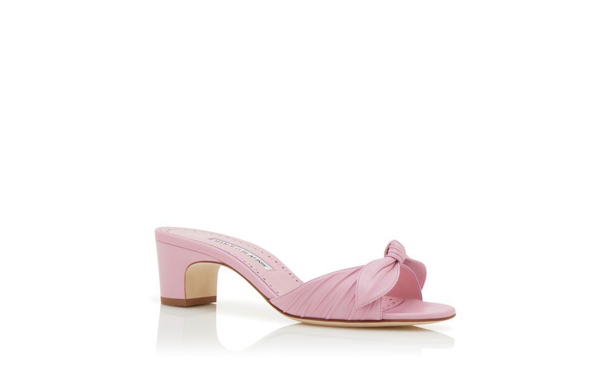 LOLLOSO Light Purple Nappa Leather Bow Detail Mules Product Image