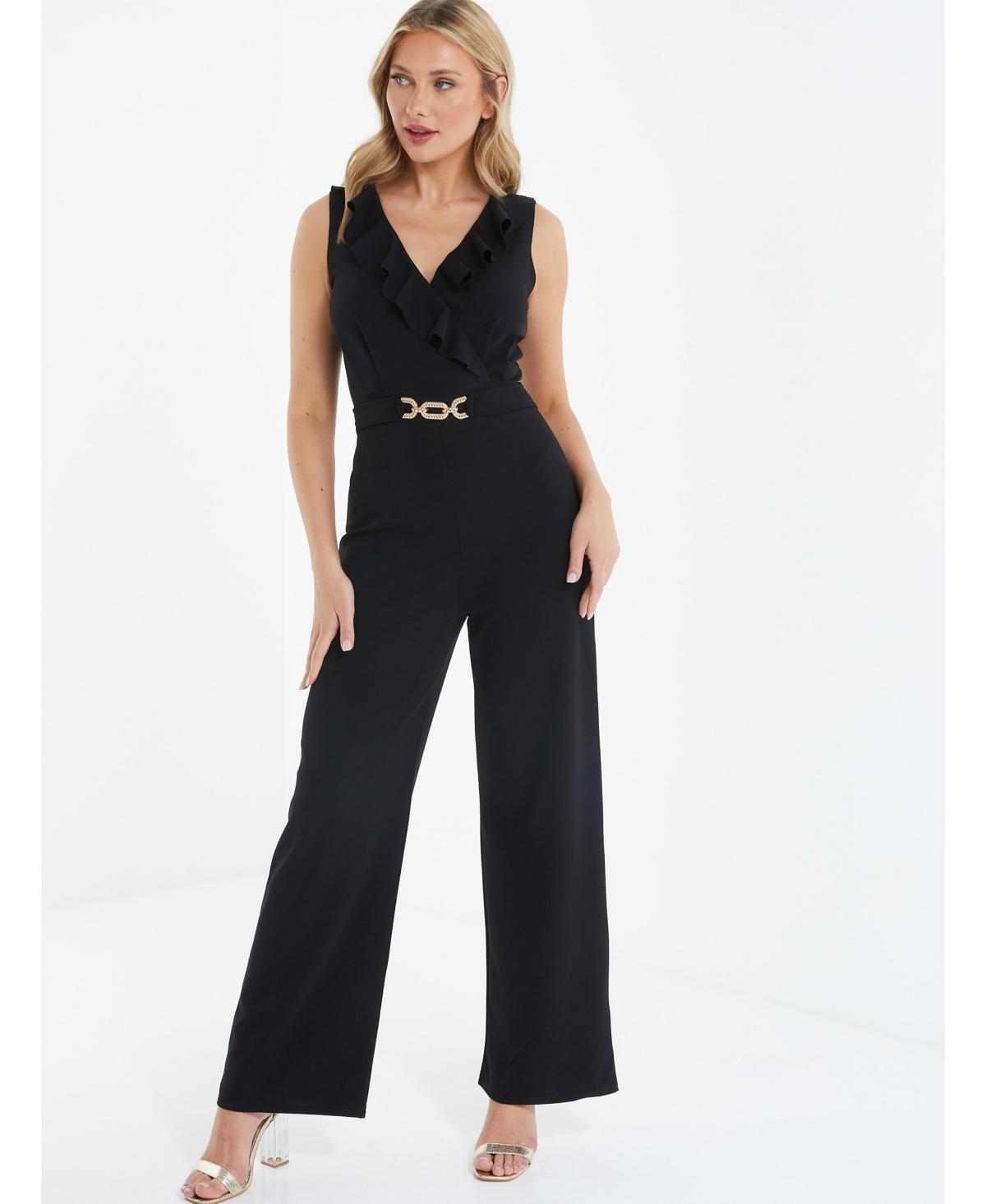 Quiz Womens Buckle Frill Detail Palazzo Jumpsuit Product Image