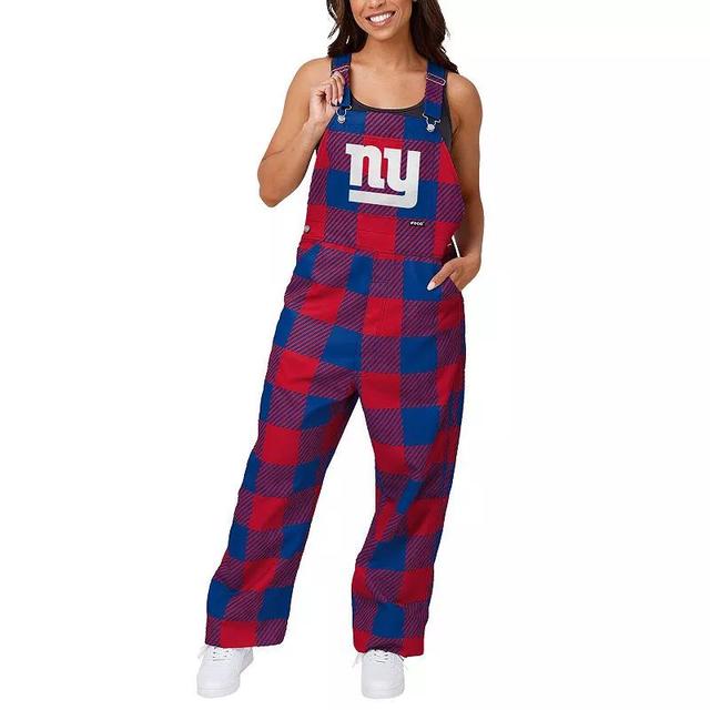 Womens FOCO Royal New York Giants Big Logo Plaid Overalls Product Image