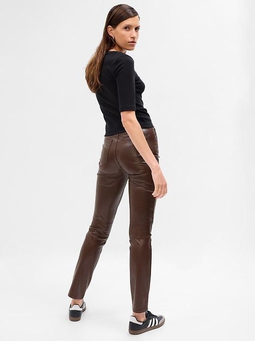 High Rise Vegan Leather Vintage Slim Pants Product Image