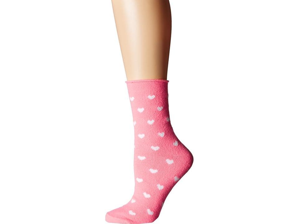 Plush Thin Rolled Fleece Socks (Neon Heart) Women's Crew Cut Socks Shoes Product Image