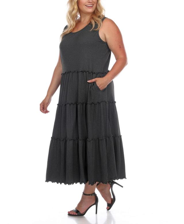 White Mark Plus Size Scoop Neck Tiered Midi Dress Product Image