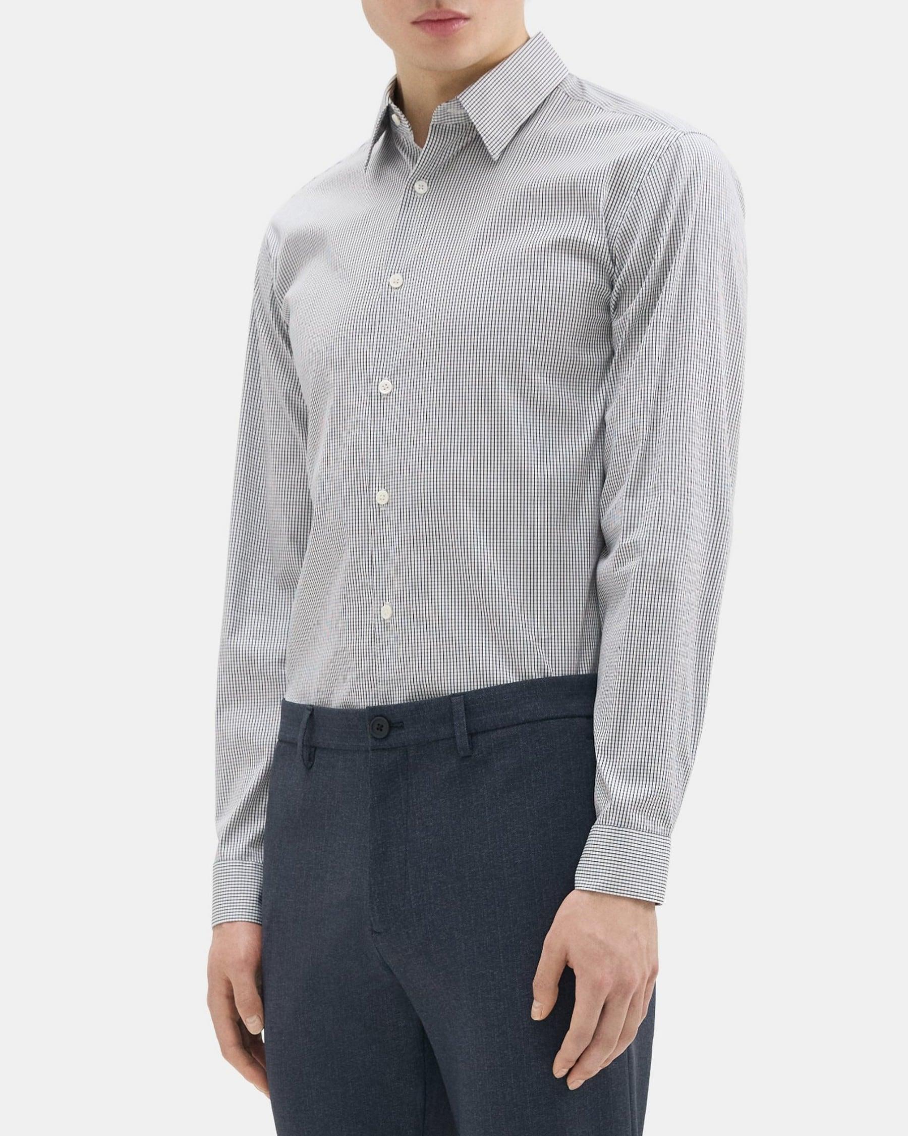 Standard-Fit Shirt in Checked Stretch Cotton Product Image