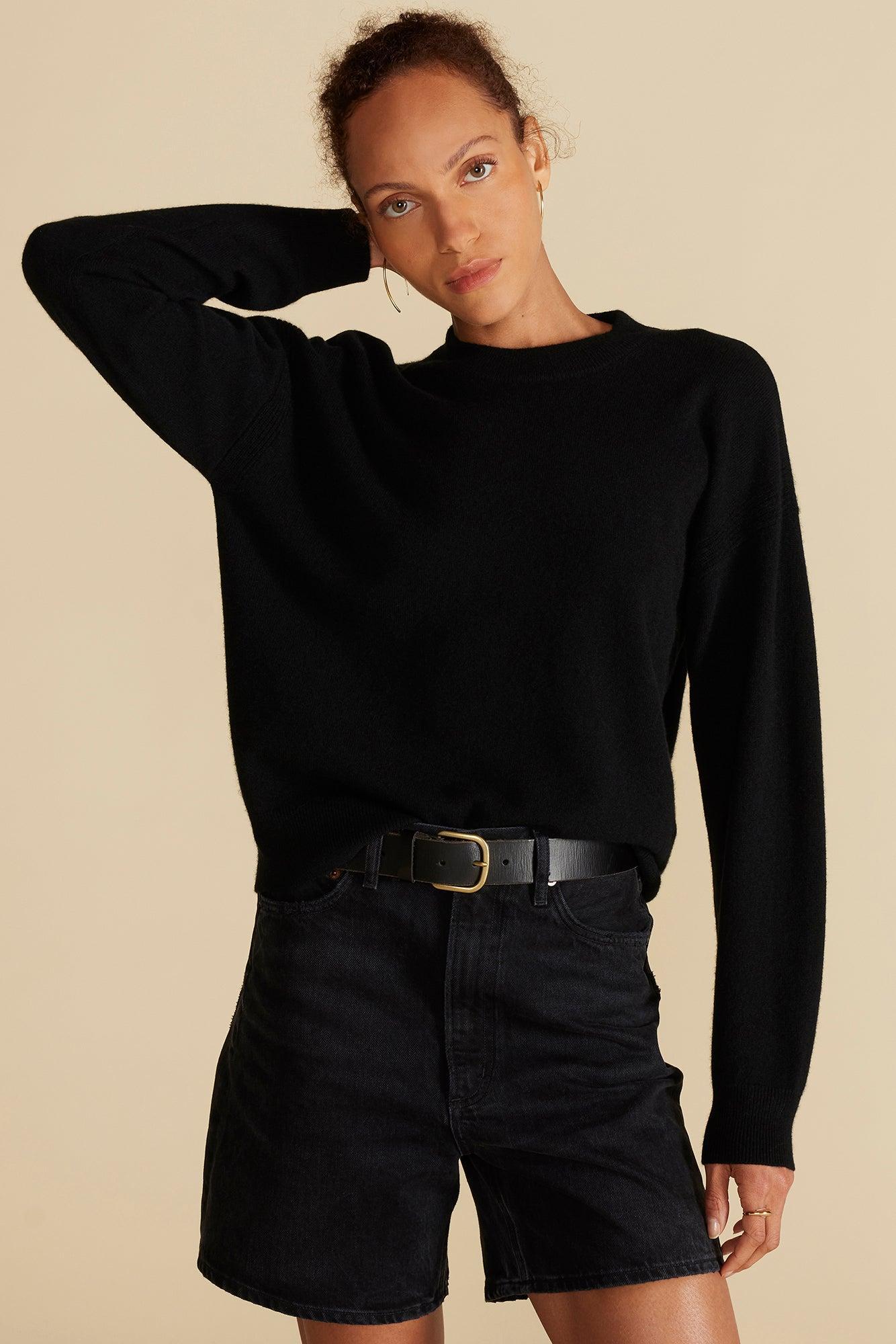 Pearl Cashmere Sweater - Licorice Black Product Image