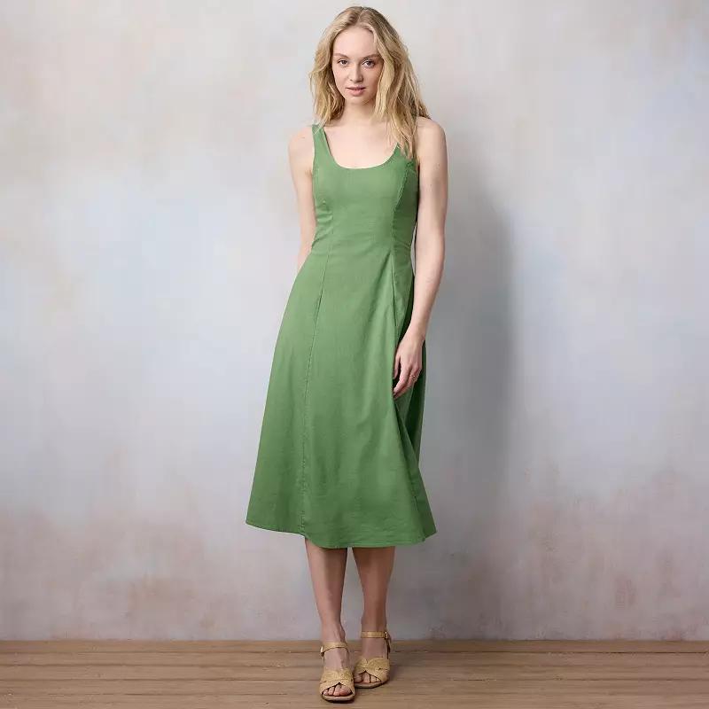 Womens LC Lauren Conrad Smocked Tie Waist Midi Tank Top Dress Product Image